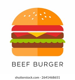 Beef burger recipe. Burger vector art.