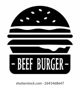 Beef burger silhouette recipe. Fast food and junk food recipe.
