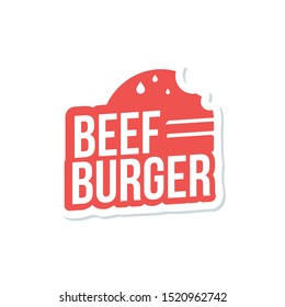 Beef burger sticker icon illustration. Simple food sticker design concept
