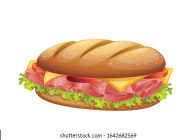 Beef burgers with vegetables food vector illustration on white background