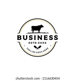 beef butcher logo design vector illustration