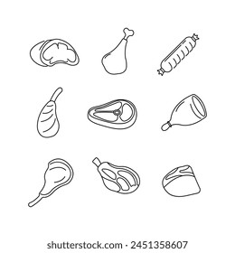 Rindfleisch Kamel Rind Lamm. Eid al-Adha halal Fleisch oder Fleisch Schlachtung Produktion Design-Symbole für Grafiken, Logo, Website, Social Media, UI, mobile App, EPS10