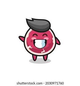 beef cartoon character doing wave hand gesture , cute style design for t shirt, sticker, logo element