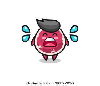 beef cartoon illustration with crying gesture , cute style design for t shirt, sticker, logo element