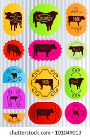 Beef cattle food labels illustration collection background