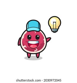 beef character cartoon getting the idea , cute style design for t shirt, sticker, logo element