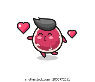 beef character cartoon with kissing gesture , cute style design for t shirt, sticker, logo element