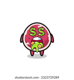 beef character with an expression of crazy about money , cute style design for t shirt, sticker, logo element