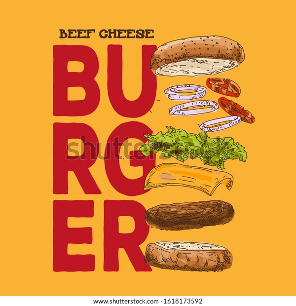 Beef cheese burger
vector illustration