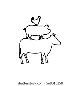 Beef, chicken and pork icon vector illustration graphic design