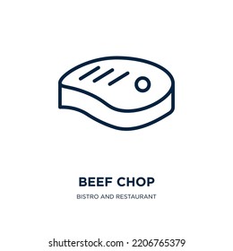 beef chop icon from bistro and restaurant collection. Thin linear beef chop, lunch, beef outline icon isolated on white background. Line vector beef chop sign, symbol for web and mobile