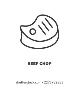 beef chop icon. Thin line beef chop icon from restaurant collection. Outline vector isolated on white background. Editable beef chop symbol can be used web and mobile