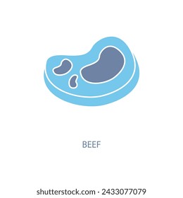 Beef Concept Line-Symbol. Einfache Elementdarstellung. Entwurf des Rindfleischkonzeptsymbols.