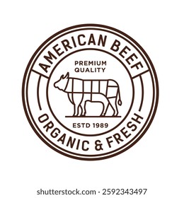 "Beef Cow Company Logo Vector Illustration" showcasing a clean, professional design of a beef cow for branding. Perfect for agricultural, food industry, and livestock-related businesses. High-quality 