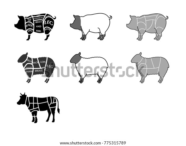 Beef Cut Logos Stock Vector (royalty Free) 775315789 