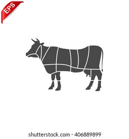 Beef Cuts Chart Icon Vector Silhouette Stock Vector (royalty Free 