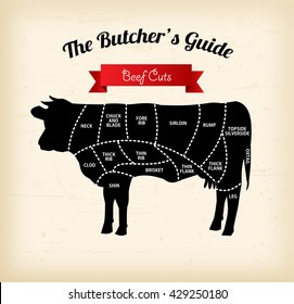 Beef cuts vector illustration