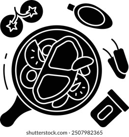 beef egg protein meal solid glyph vector illustration