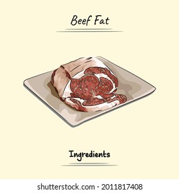 Esbozo De Ilustración De Grasa De Carne Y Estilo Vector. Es bueno para el menú del restaurante, el libro de recetas de comida y el contenido de ingredientes de comida.