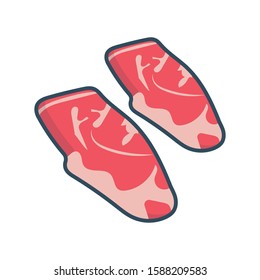 beef flat color line icon 