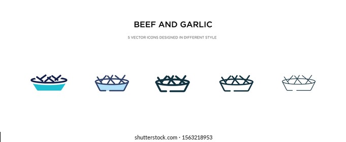 beef and garlic icon in different style vector illustration. two colored and black beef and garlic vector icons designed in filled, outline, line stroke style can be used for web, mobile, ui