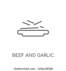 Beef and Garlic linear icon. Modern outline Beef and Garlic logo concept on white background from Culture collection. Suitable for use on web apps, mobile apps and print media.