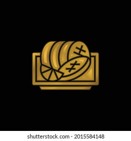 Beef gold plated metalic icon or logo vector