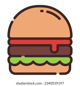 Logotipo del símbolo de la línea simple del icono de Beef Hamburger