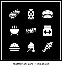 beef icon. 9 beef vector set. steak, minion, sandwich and protein icons for web and design about beef theme