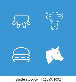 Beef icon. collection of 4 beef filled and outline icons such as cow, udder. editable beef icons for web and mobile.