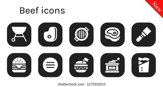  beef icon set. 10 filled beef icons. Simple modern icons about  - Grill, Meat, Spatula, Hamburger, Burger, Grinder, Kebab