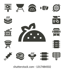 beef icon set. 17 filled beef icons.  Collection Of - Bbq, Sausage, Grinder, Taco, Chop, Grill, Ribs, Brochette, Meat, Tacos, Salami