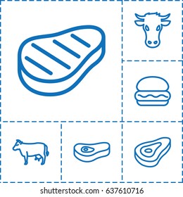 Beef icon. set of 6 beef outline icons such as cow, beef, meat