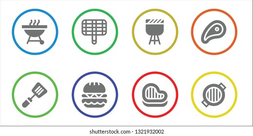 beef icon set. 8 filled beef icons.  Simple modern icons about  - Barbecue, Spatula, Grill, Burger, Steak, Meat