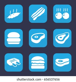 Beef icon. set of 9 filled beef icons such as beef, bacon, meat