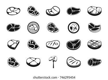 Beef icon set. Simple set of beef vector icons for web design isolated on white background