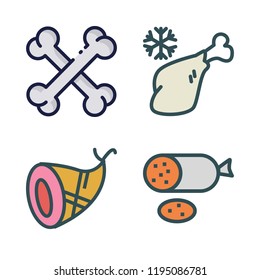 beef icon set. vector set about salami, bones, meat and ham icons set.