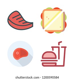 beef icon set. vector set about sandwich, steaks, hamburger and meat icons set.