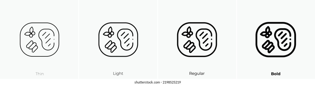 beef icon. Thin, Light Regular And Bold style design isolated on white background
