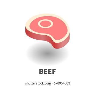 Beef icon, vector symbol in isometric 3D style isolated on white background.