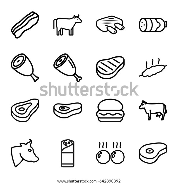 Beef Icons Set Set 16 Beef Stock Vector (Royalty Free) 642890392