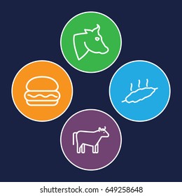 Beef icons set. set of 4 beef outline icons such as cow, meat