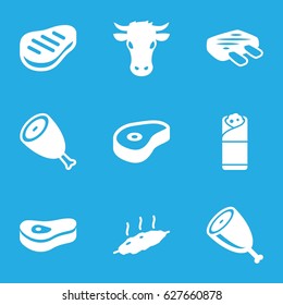 Beef icons set. set of 9 beef filled icons such as beef, cow, burrito