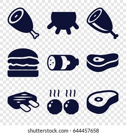 Beef icons set. set of 9 beef filled icons such as udder, sausage, beef, meat