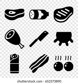 Beef icons set. set of 9 beef filled icons such as udder, sausage, beef, burrito, bacon, meat