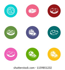 Beef icons set. Flat set of 9 beef vector icons for web isolated on white background