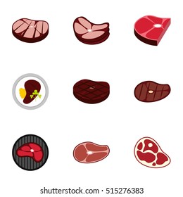 Beef icons set. Flat illustration of 9 beef vector icons for web
