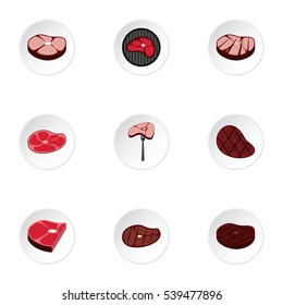 Beef icons set. Flat illustration of 9 beef vector icons for web