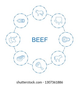 beef icons. Trendy 8 beef icons. Contain icons such as cow, udder, sausage. beef icon for web and mobile.