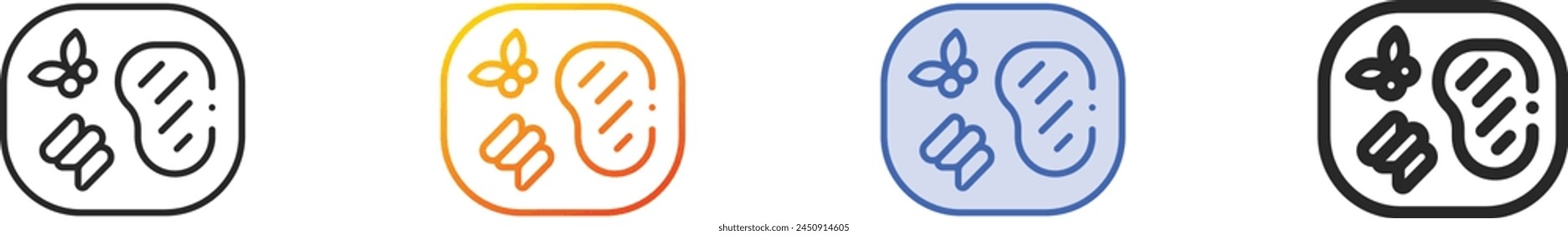 beef icon.Thin Linear, Gradient, Blue Stroke and bold Style Design Isolated On White Background